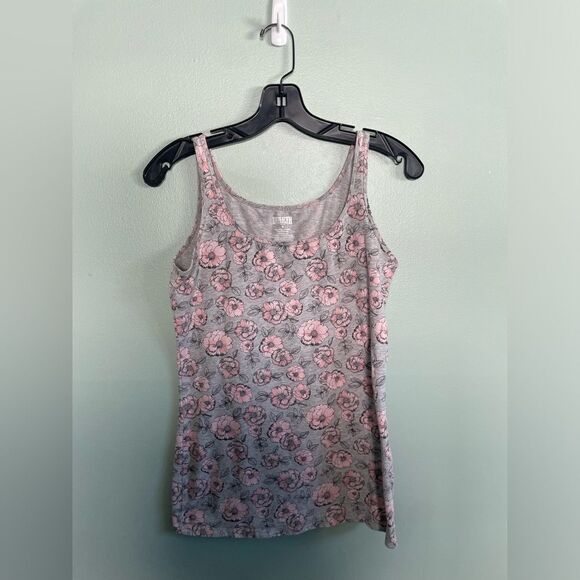 Duluth Womens Grey with Pink Floral Design Cotton Stretch Tank Top Size S - Picture 1 of 4
